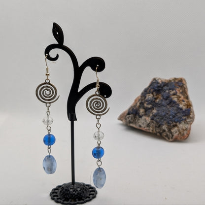 ✨Hypnova✨| Cosmic Blue & Silver Statement Dangle Earrings