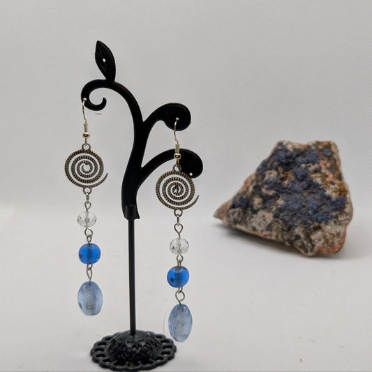 ✨Hypnova✨| Cosmic Blue & Silver Statement Dangle Earrings