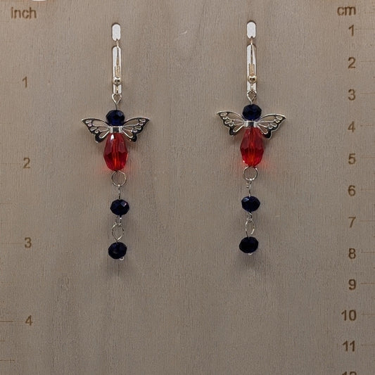 ✨Summerdusk✨| Orange & Blue Winged Dangle Fairy Earrings