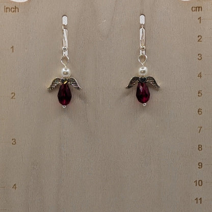 ✨Pearlberries✨| Fairy Earrings with Natural Pearls & Red Glass Drops