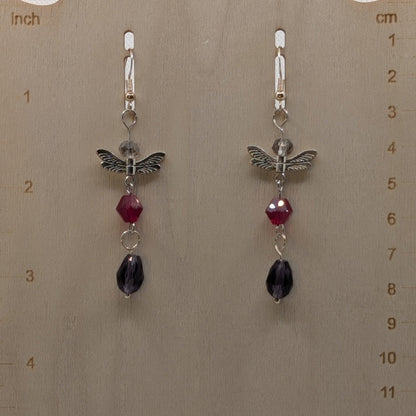 ✨Berryveil✨| Red, Plum, & Silver-Winged Fairy Earrings