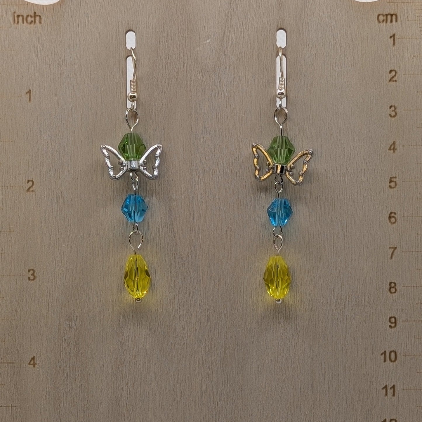 ✨Limonelle✨| Lemon Yellow, Green & Blue Crystal Winged Fairy Earrings