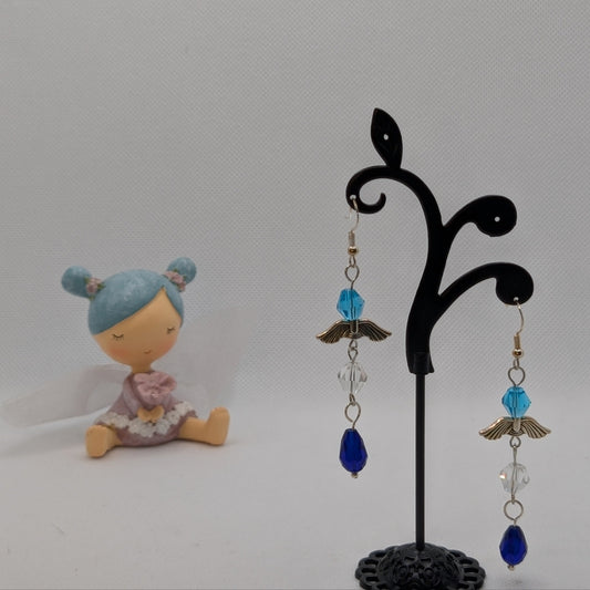 ✨Chillquill✨| Blue & Silver Frost Fairy Wing Earrings