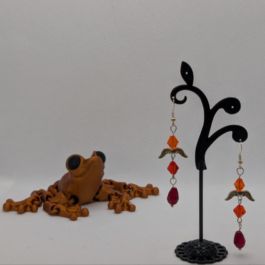 ✨Smolderlift✨| Red & Orange Crystal Fairy Earrings