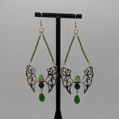 ✨Faewardens✨| Green & Silver Bold Fairy Earrings
