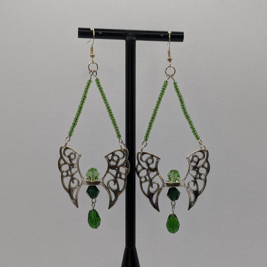 ✨Faewardens✨| Green & Silver Bold Fairy Earrings