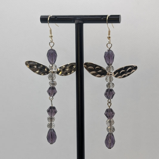 ✨Shadowflit✨| Shadow Elemental Fairy Earrings with Silver-Toned Wings
