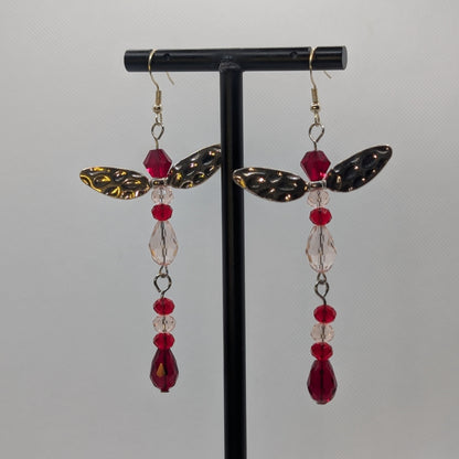 ✨Crimsera✨| Heart Elemental Fairy Earrings with Silver-Toned Wings