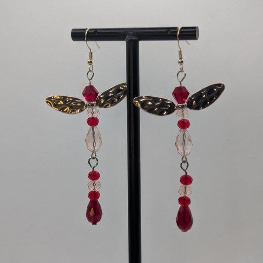 ✨Crimsera✨| Heart Elemental Fairy Earrings with Silver-Toned Wings