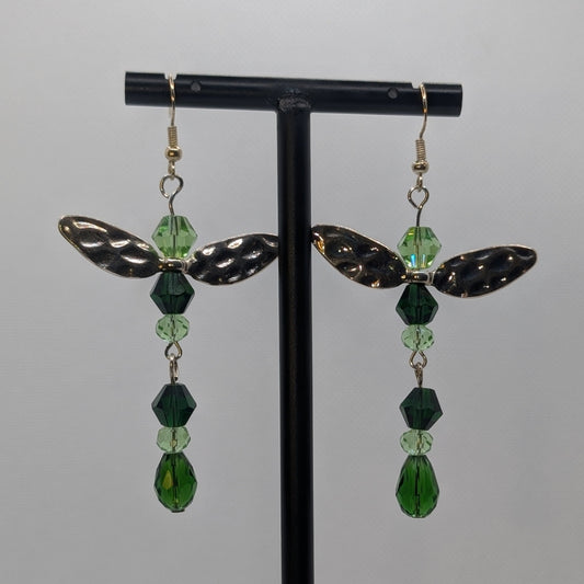 ✨Mosseldra✨| Forest Elemental Fairy Earrings with Silver-Toned Wings