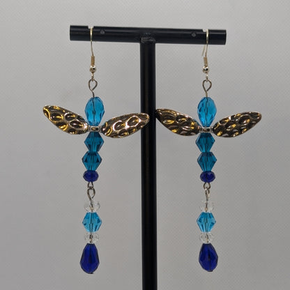 ✨Aquelle✨| Water Elemental Fairy Earrings with Silver-Toned Wings