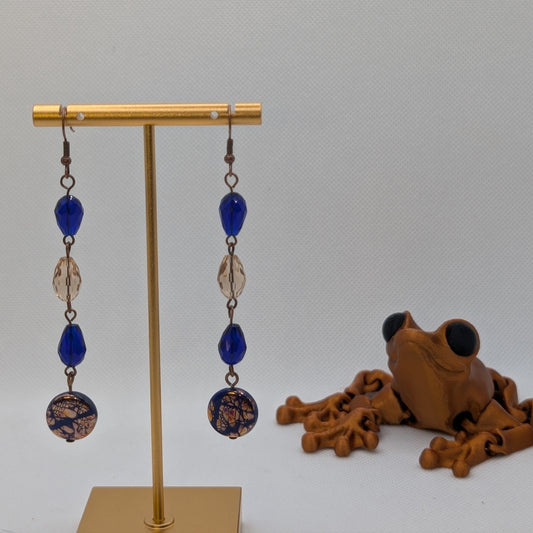 ✨Nebulight Relic✨| Blue & Copper-Toned Earrings with Reclaimed Beads