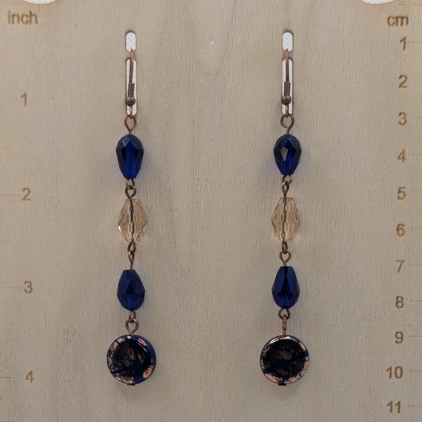 ✨Nebulight Relic✨| Blue & Copper-Toned Earrings with Reclaimed Beads