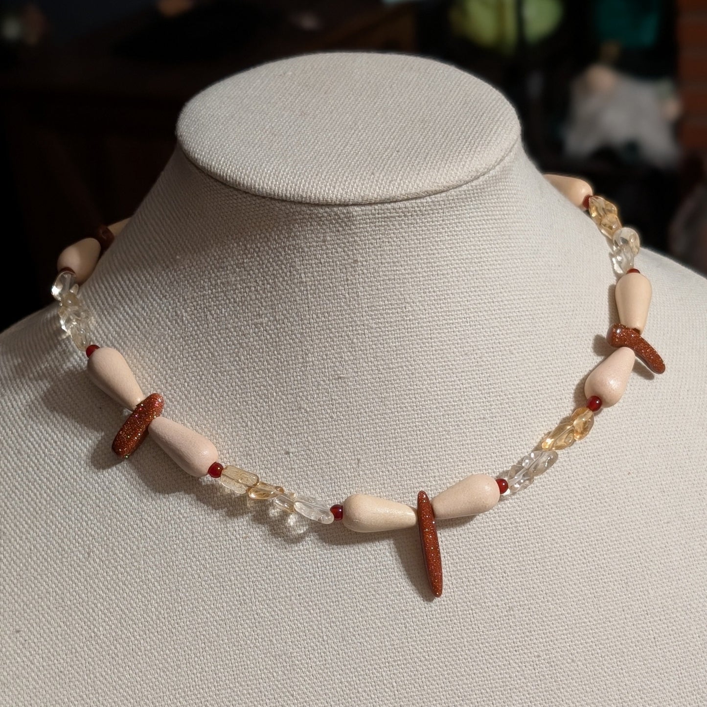 ✨Sundart✨| Citrine, Carnelian & Goldstone Flame-Wing Necklace