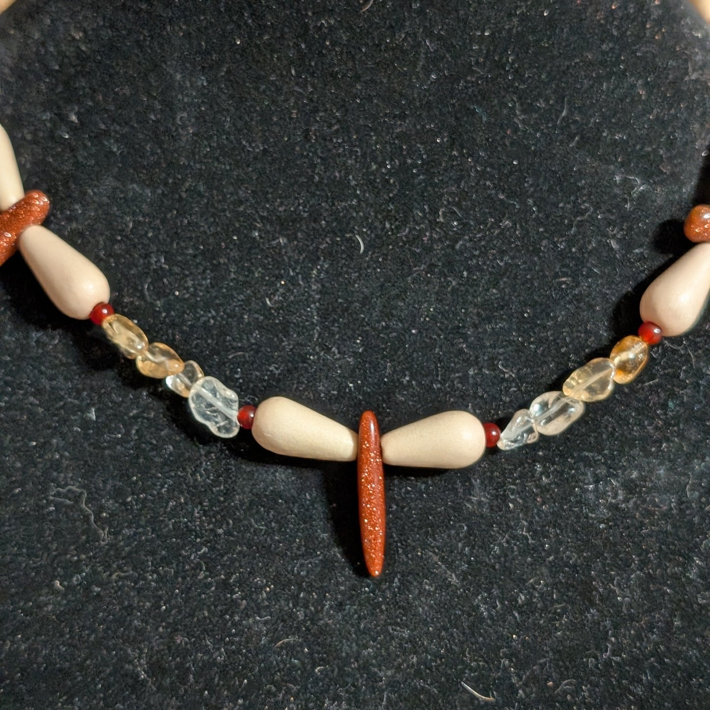 ✨Sundart✨| Citrine, Carnelian & Goldstone Flame-Wing Necklace