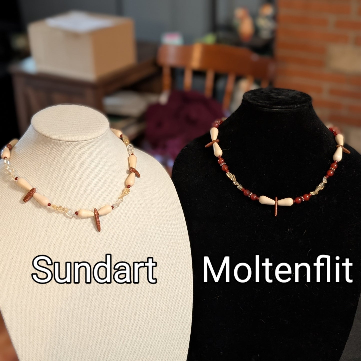 ✨Sundart✨| Citrine, Carnelian & Goldstone Flame-Wing Necklace