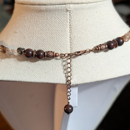 ✨Rootpetal✨| Copper Rutilated Quartz & Tourmaline in Jasper Choker