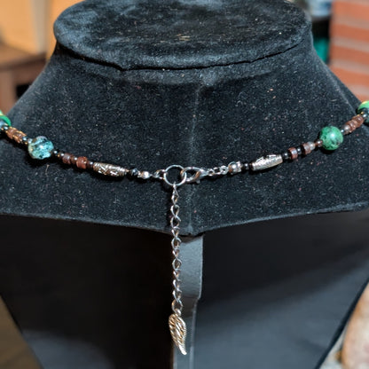✨The Vineroot Leaf✨| Ruby Zoisite, Sardonyx, & Wood Necklace with Leaf Pendant