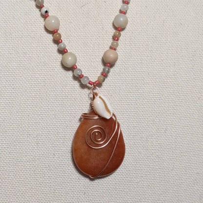 ✨Talishore✨| Aquamarine & Amazonite Necklace with Red Aventurine Pendant