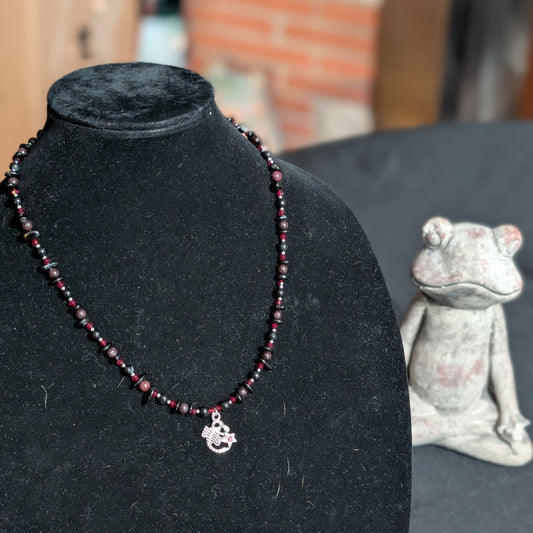 ✨Obscorpion✨| Scorpio Zodiac Necklace in Garnet & Black Tourmaline