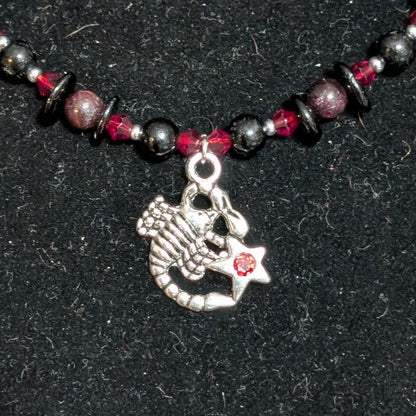 ✨Obscorpion✨| Scorpio Zodiac Necklace in Garnet & Black Tourmaline
