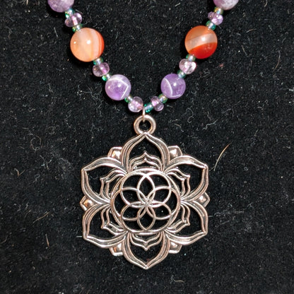 ✨Lotaria✨| Carnelian & Amethyst Lotus Necklace