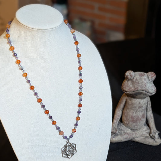 ✨Lotaria✨| Carnelian & Amethyst Lotus Necklace