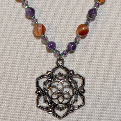 ✨Lotaria✨| Carnelian & Amethyst Lotus Necklace