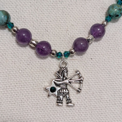 ✨Aetherbow✨| Sagittarius Zodiac Necklace with Turquoise, Amethyst & Wood