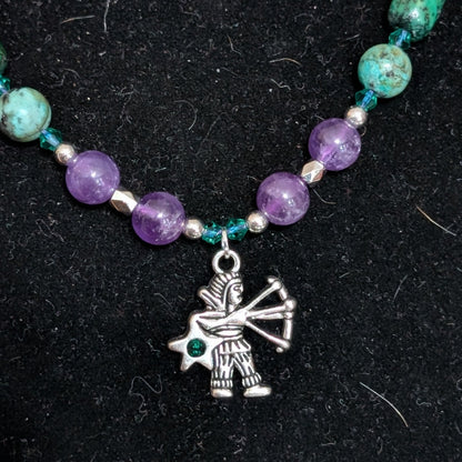 ✨Aetherbow✨| Sagittarius Zodiac Necklace with Turquoise, Amethyst & Wood