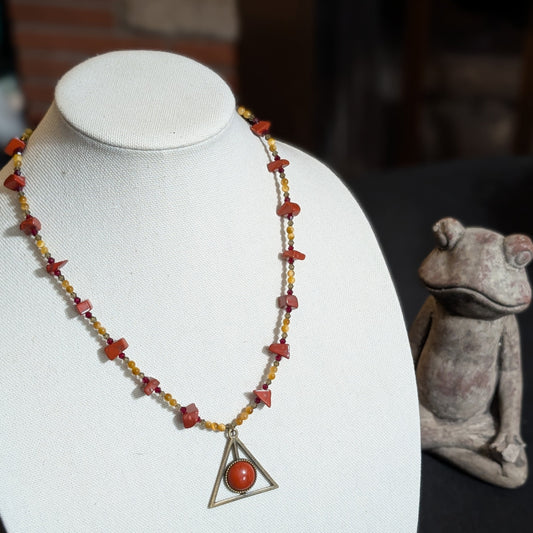 ✨Jaspyre✨| Red Jasper & Golden Tiger’s Eye Geometric Alchemy Pendant