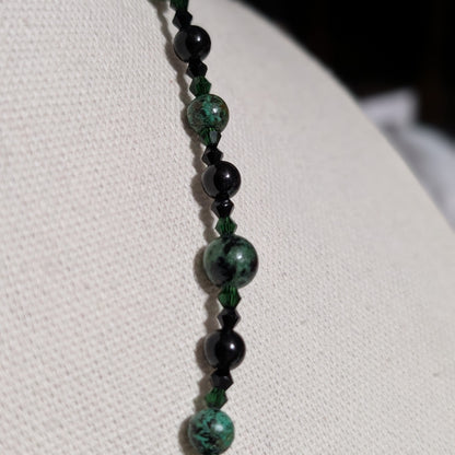 ✨Deepthicket✨| African Turquoise, Ruby Zoisite & Onyx Necklace