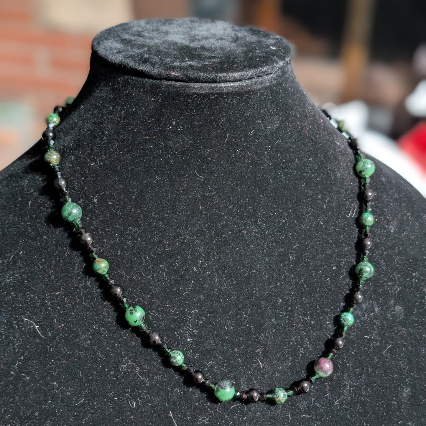✨Deepthicket✨| African Turquoise, Ruby Zoisite & Onyx Necklace