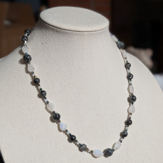 ✨Prismveil✨| Labradorite & Rainbow Moonstone Necklace | The Monochromatic Rainbow