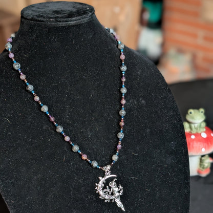 ✨Moonshadow Hex✨| Labradorite & Amethyst Necklace with Witch Pendant