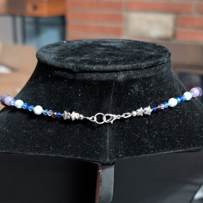 ✨Lunarae✨| Blue Lace Agate, Lepidolite, & Charoite Fairy Moon Necklace