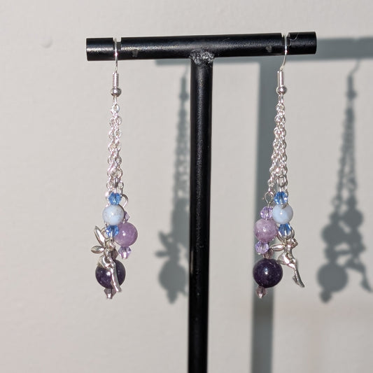 ✨Moonbeam Mischief✨| Fairy Earrings With Blue Lace Agate, Charoite, & Lepidolite