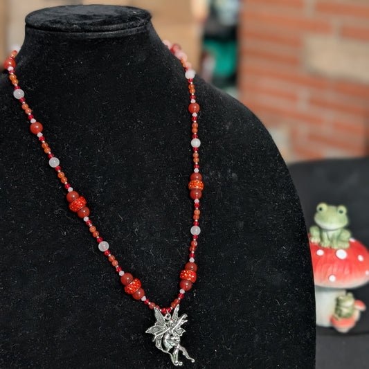 ✨Cinderdancer✨| Carnelian & Snow Quartz Fairy Necklace
