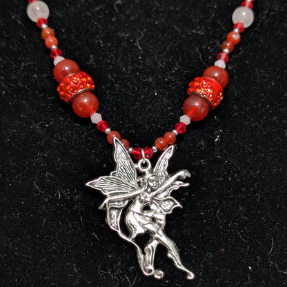 ✨Cinderdancer✨| Carnelian & Snow Quartz Fairy Necklace