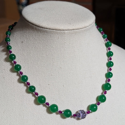 ✨Sugardrop Court✨| Green Jade Necklace with Purple Accents