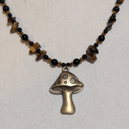 ✨Sparklespore✨| Onyx & Tiger’s Eye Mushroom Necklace