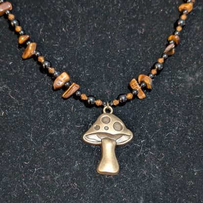 ✨Sparklespore✨| Onyx & Tiger’s Eye Mushroom Necklace