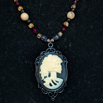 ✨Lady Marrowvale✨| Bone Jasper, Onyx & Crimson Gothic Cameo Necklace
