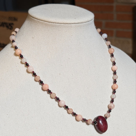 ✨Dawnbound Lace✨| Peach Aventurine & Garnet Necklace