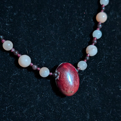 ✨Dawnbound Lace✨| Peach Aventurine & Garnet Necklace