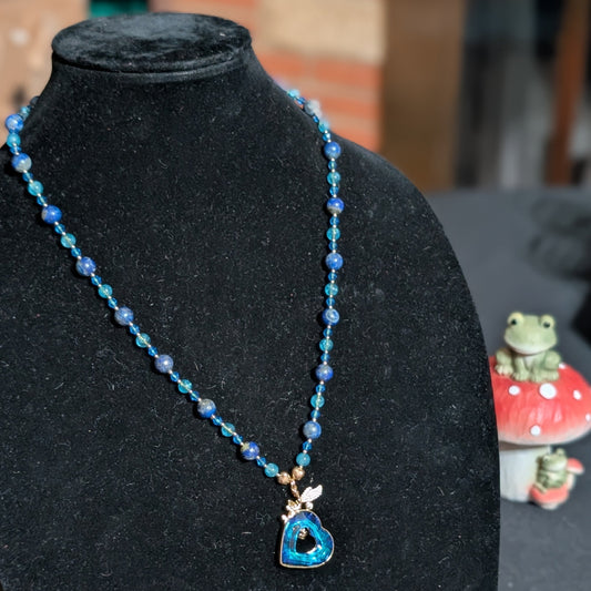 ✨Blueveil Heart✨| Lapis Lazuli & Blue Topaz with Fairy Heart Pendant