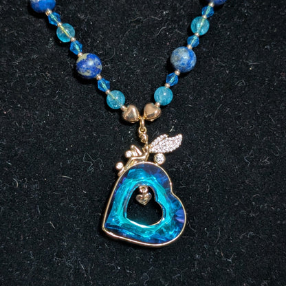 ✨Blueveil Heart✨| Lapis Lazuli & Blue Topaz with Fairy Heart Pendant