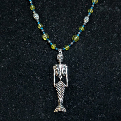 ✨Skeletoxic Waste✨| Poison Green Beaded Skeleton Mermaid Necklace
