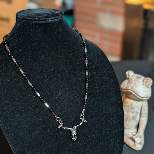 ✨Sangrim✨| Hematite & Onyx Skeleton Pendant Necklace