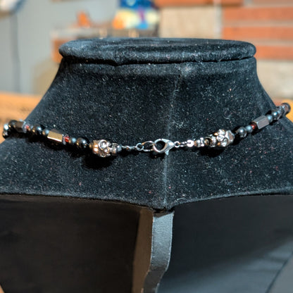 ✨Sangrim✨| Hematite & Onyx Skeleton Pendant Necklace